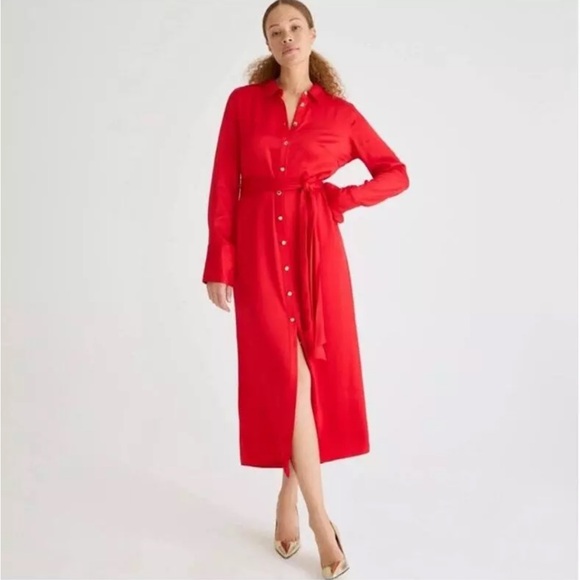 J. Crew Drapey shirtdress in luster crepe black - Picture 5 of 7